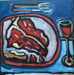 T-Bone Steak and Spanish Wine — Musso Frank Restaurant, Hollywood 1958